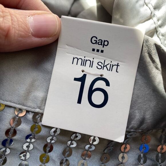 Gap Women's 16 Skirt Silver Holiday Glam Retro Sequin Party Cocktail Mini Bling - Picture 8 of 8